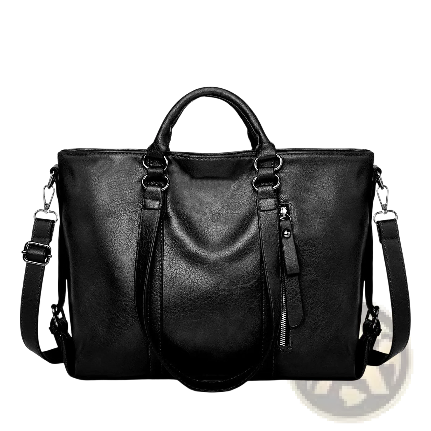 Large Capacity Leather Tote Bag with Shoulder Strap