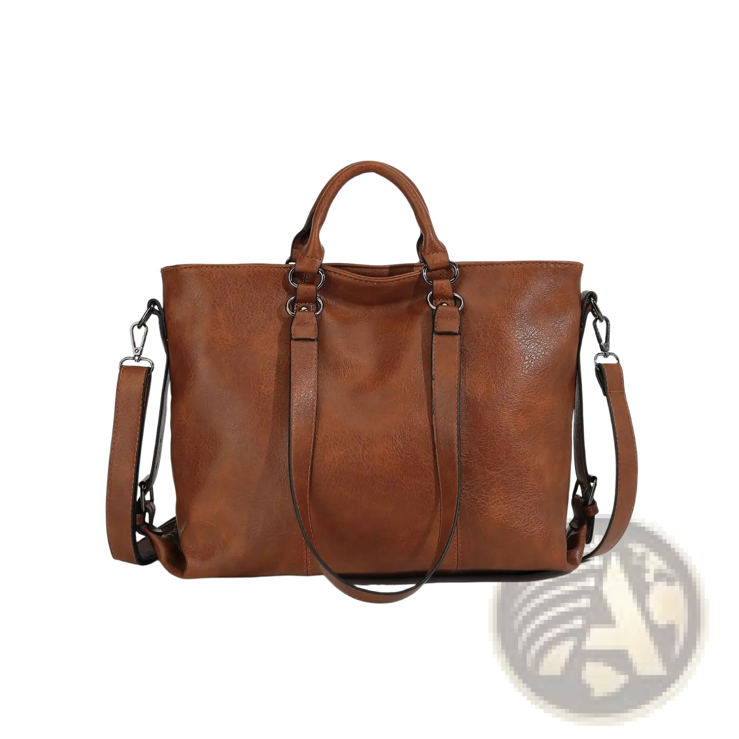 Large Capacity Leather Tote Bag with Shoulder Strap