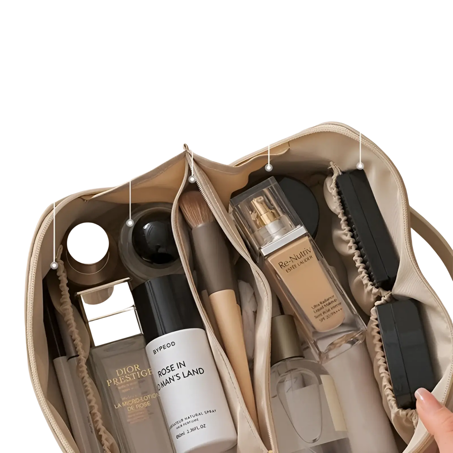 Large Capacity Leather Travel Makeup Bag Organizer