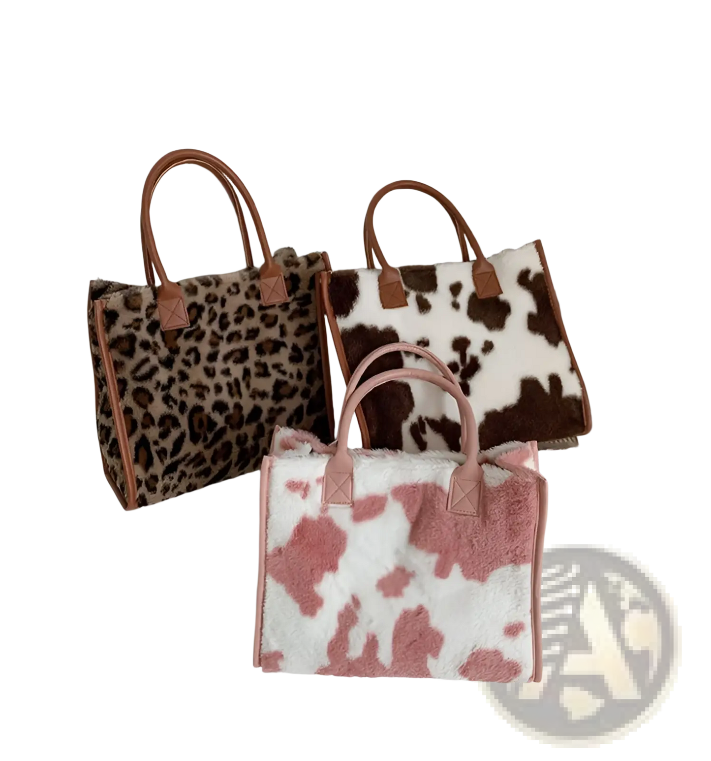 Large Capacity Leopard Print Plush Tote Bag