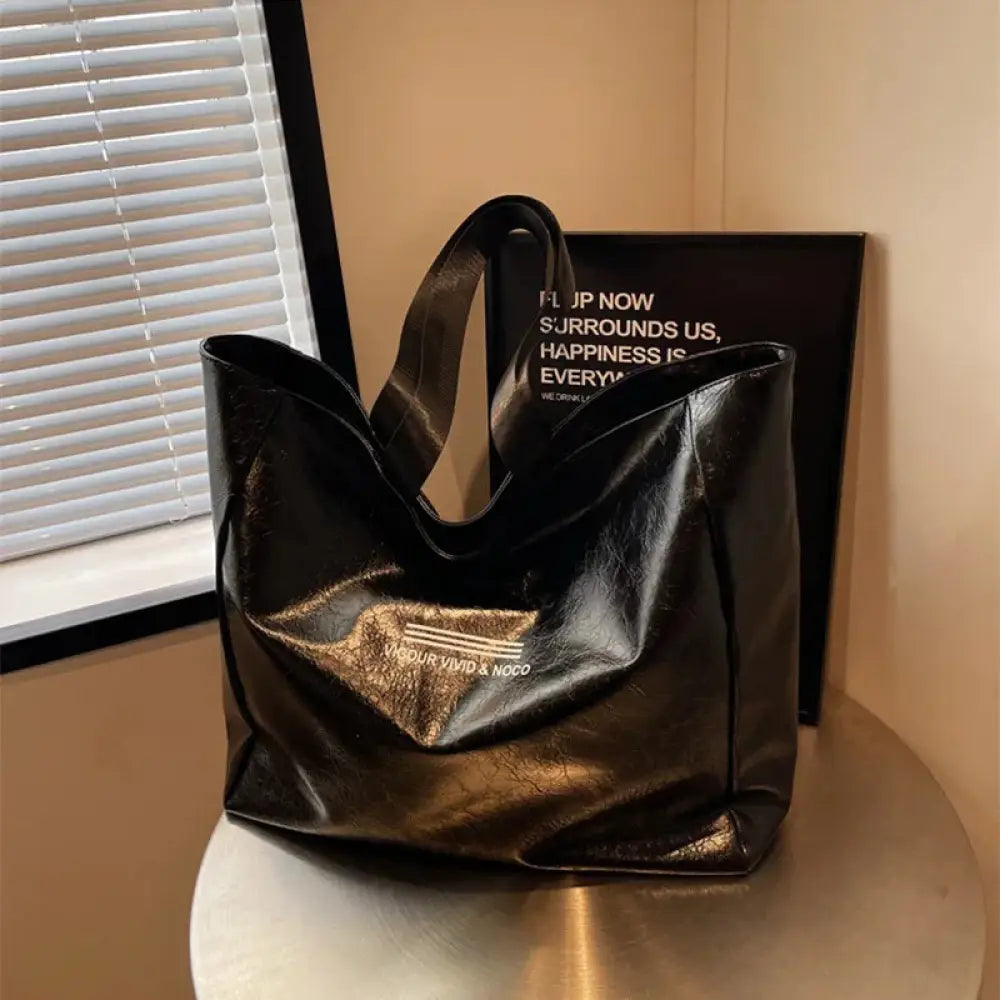 Large Waterproof Glossy Shoulder Tote Bag