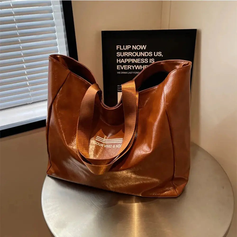 Large Waterproof Glossy Shoulder Tote Bag