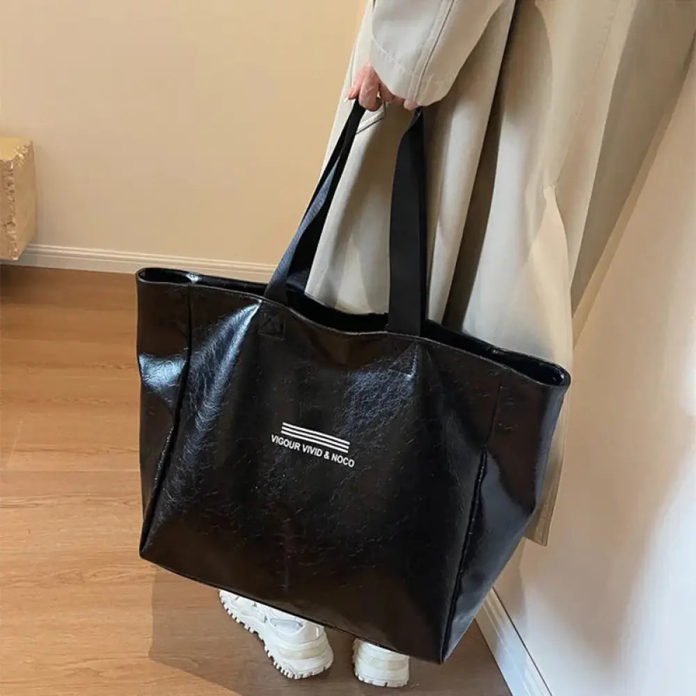 Large Waterproof Glossy Shoulder Tote Bag