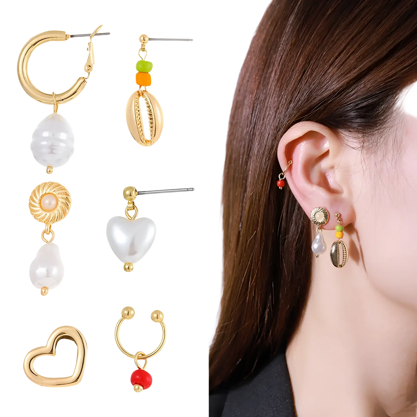 Layered Gold Butterfly and Pearl Jewelry Set for Women