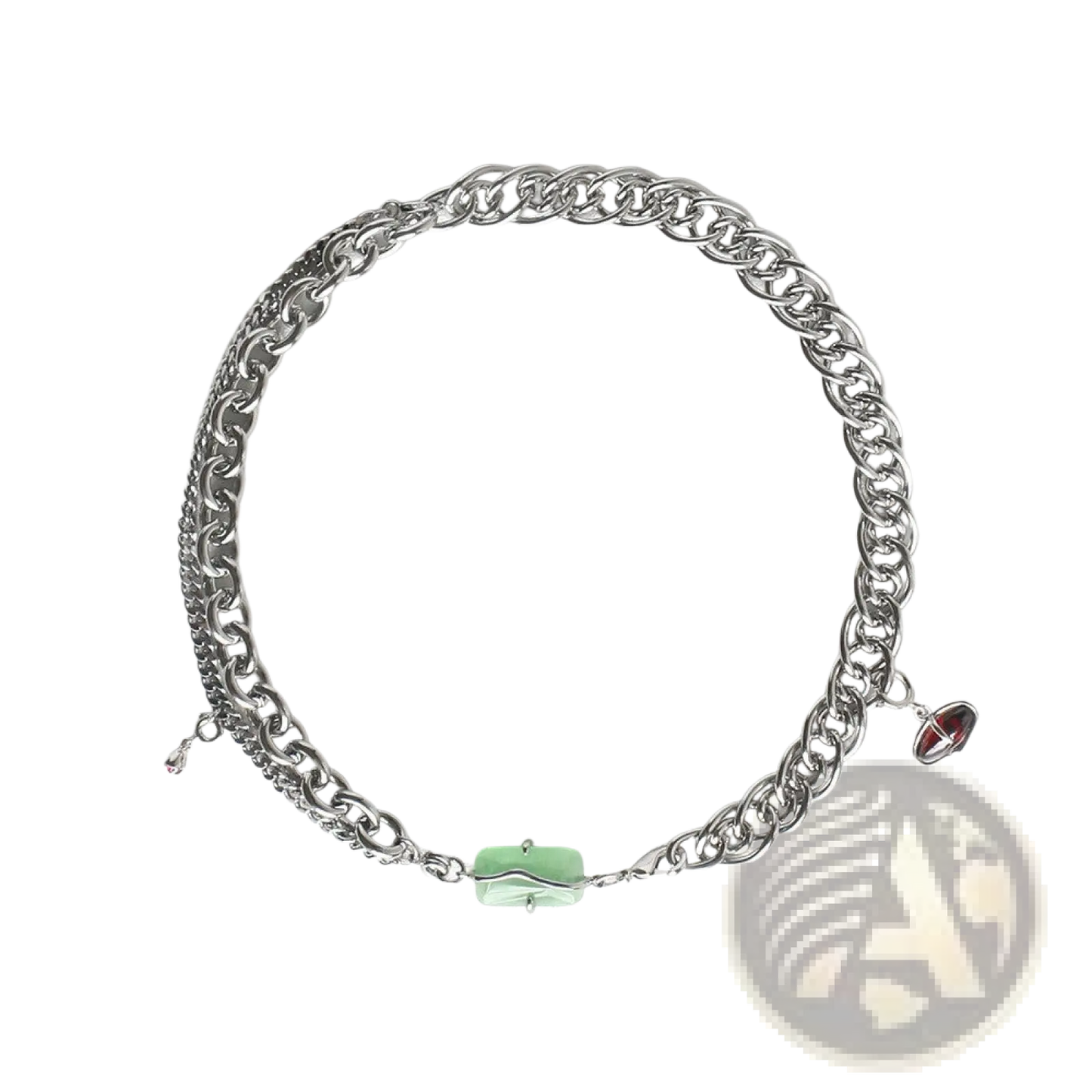 Layered Silver Opal and Zircon Crystal Charm Necklace