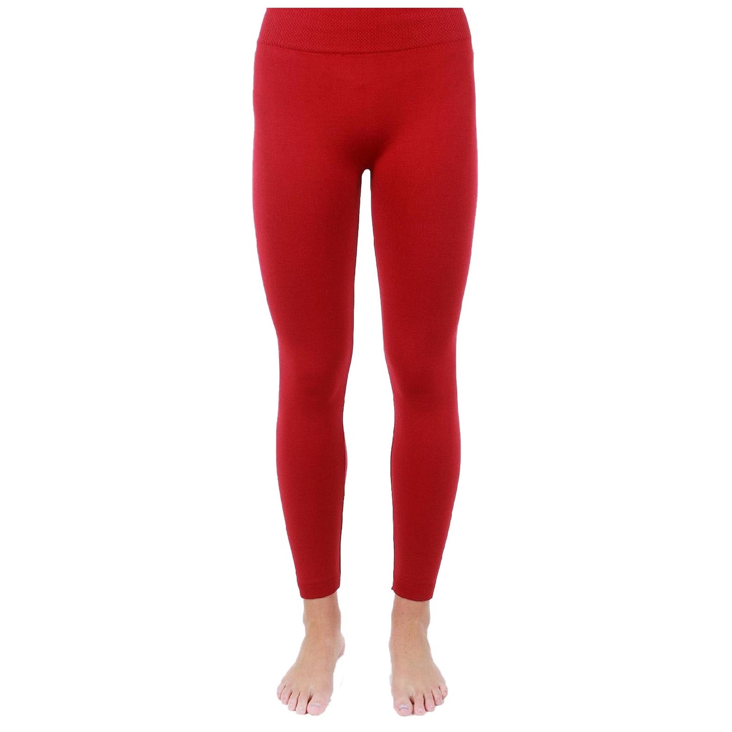 Leggings femininas sem costura Love Charm com forro de lã, tamanho médio e grande, vermelha
