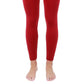 Leggings femininas sem costura Love Charm com forro de lã, tamanho médio e grande, vermelha