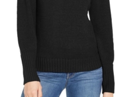 Karen Scott Blusa de gola alta feminina de algodão, preta, tamanho grande