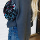 Blusa térmica leve de manga comprida com estampa floral Frankie &amp; Pop para mulheres, tamanho pequeno, azul