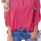 Blusa feminina Frankie &amp; Pop de manga comprida com botões e detalhes leves em chiffon, rosa, tamanho pequeno