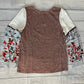 Blusa feminina de malha com estampa floral e manga comprida Frankie &amp; Pop, marrom, tamanho médio