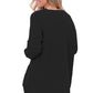 Cardigan feminino Frankie &amp; Pop de manga comprida com bolso frontal leve e aberto, tamanho médio, preto