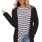 Cardigan feminino Frankie &amp; Pop de manga comprida com bolso frontal leve e aberto, tamanho médio, preto