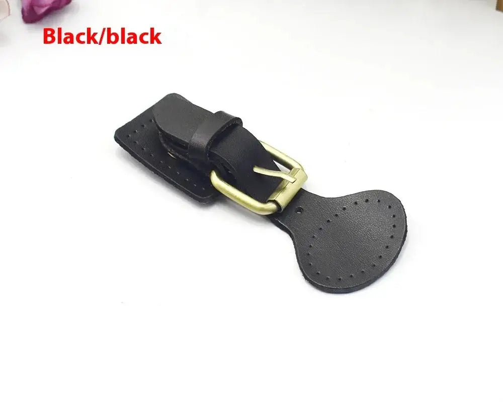 Handcrafted Oval Leather Hook Fasteners with Brass Hardware