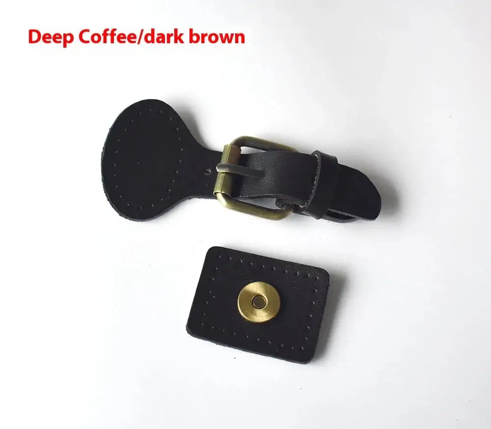 Handcrafted Oval Leather Hook Fasteners with Brass Hardware
