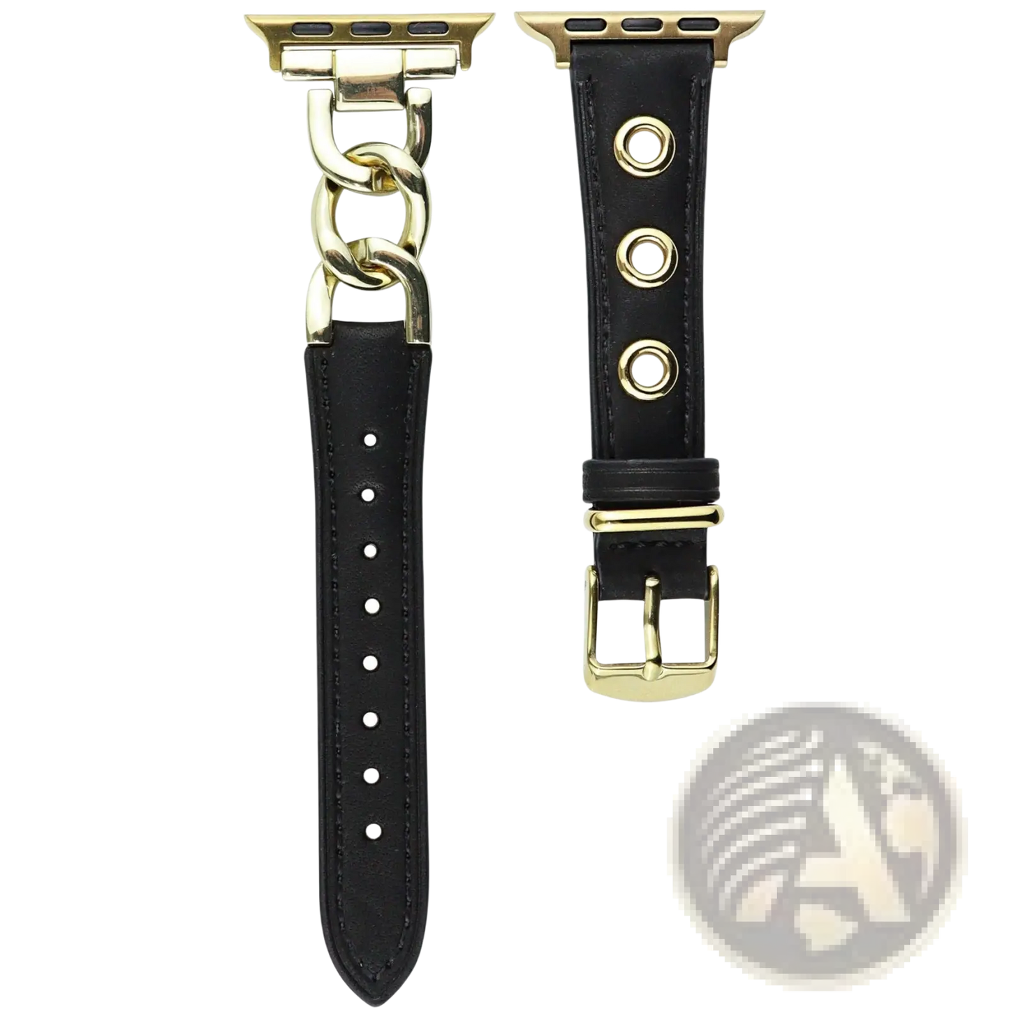 Leather Apple Watch Band with Retro Chain Link
