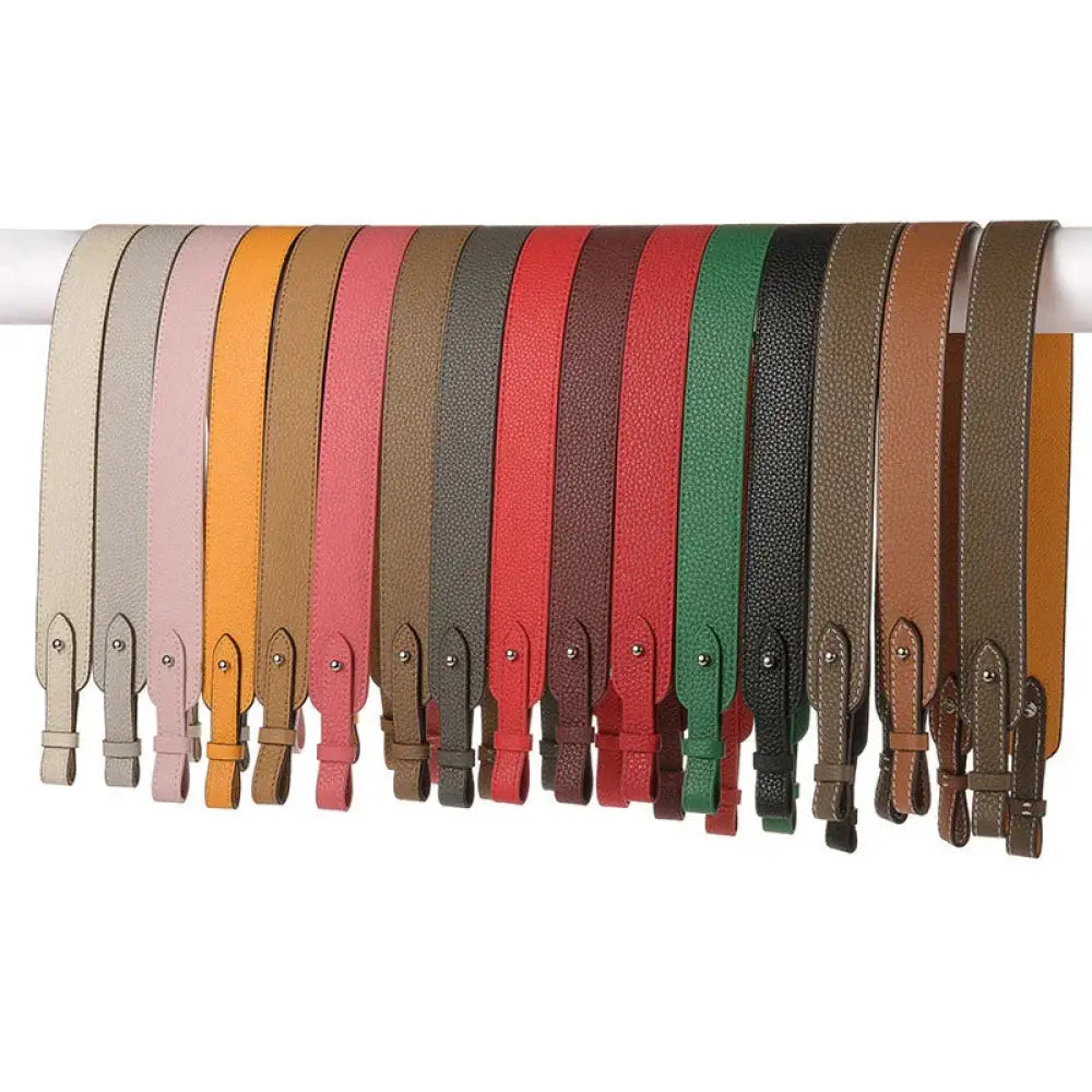 Adjustable Textured Leather Handbag Strap with Gold Clasp