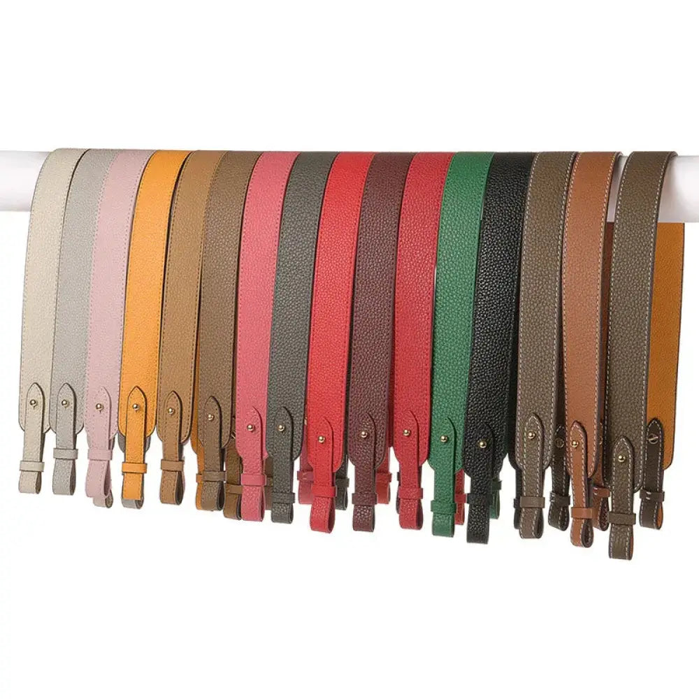 Adjustable Textured Leather Handbag Strap with Gold Clasp