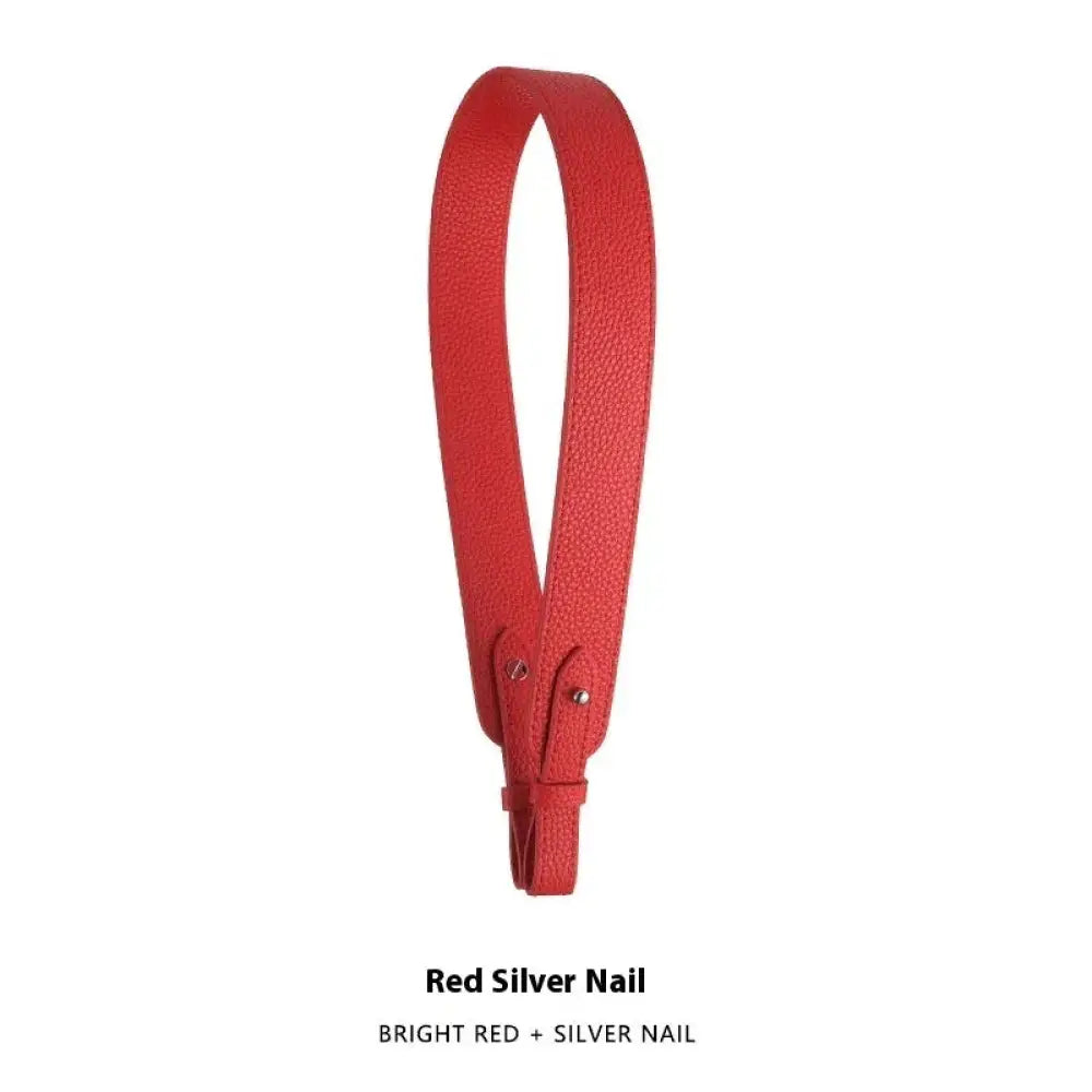 Adjustable Textured Leather Handbag Strap with Gold Clasp
