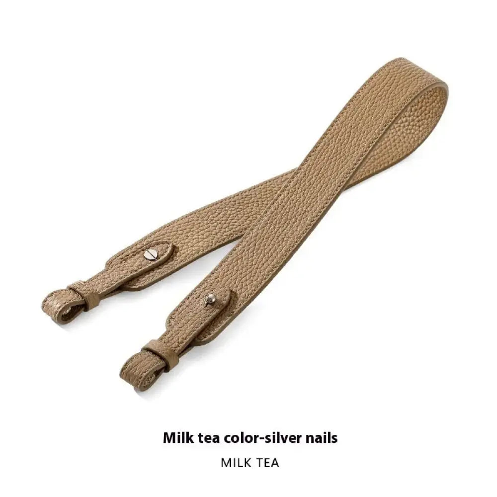 Adjustable Textured Leather Handbag Strap with Gold Clasp