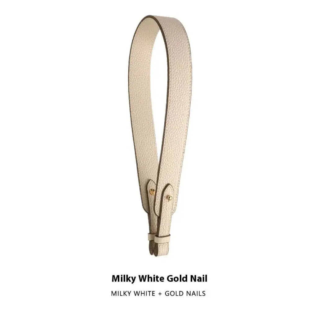 Adjustable Textured Leather Handbag Strap with Gold Clasp