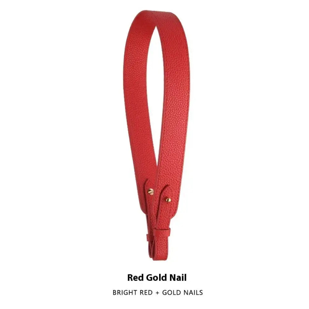 Adjustable Textured Leather Handbag Strap with Gold Clasp