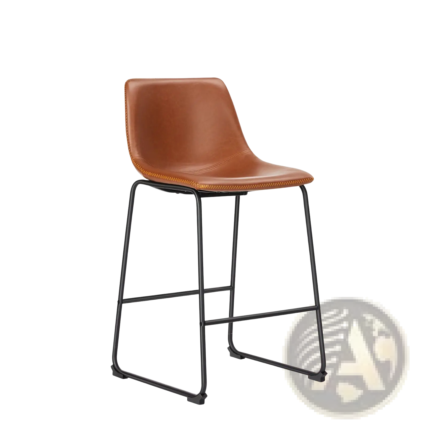 Leather Bar Stools Set of 2 Mid Century Counter Chairs