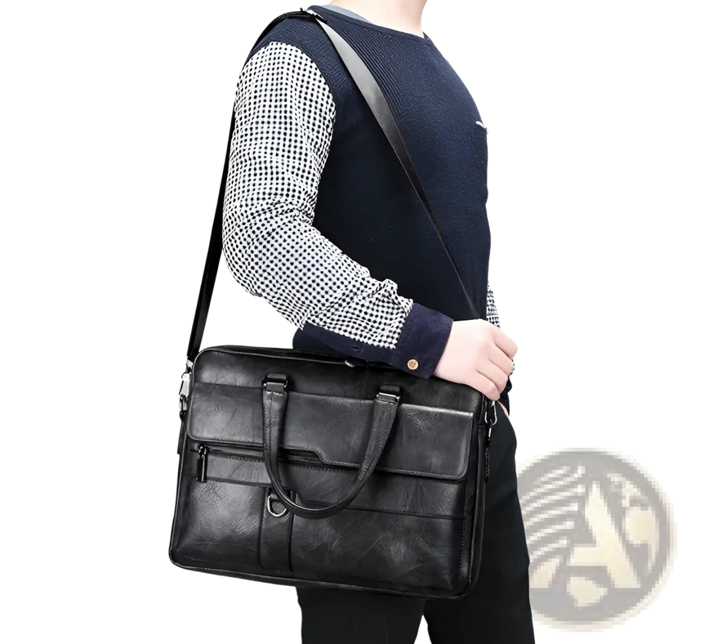 Leather Briefcase Shoulder Bag for Men Premium Pu