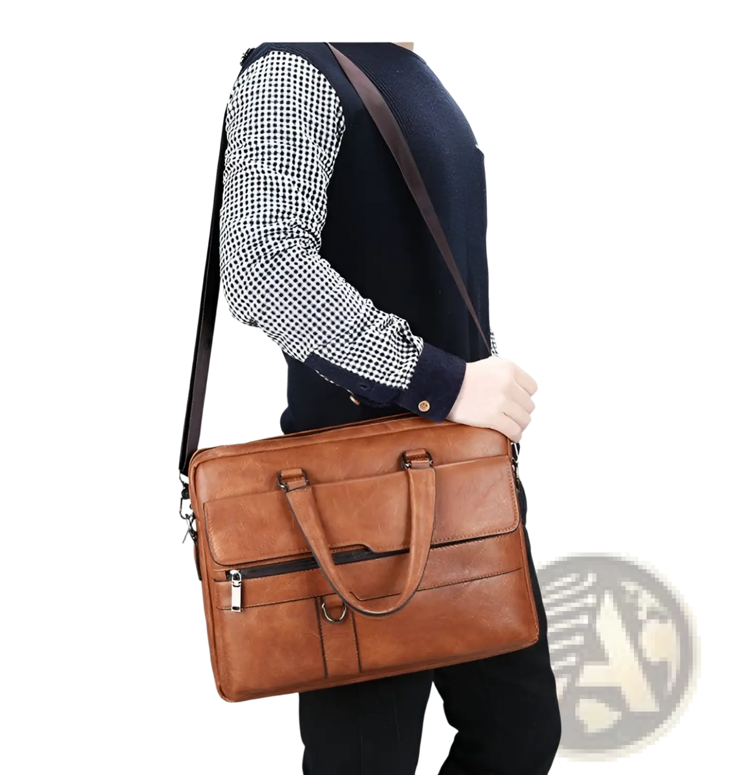 Leather Briefcase Shoulder Bag for Men Premium Pu
