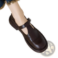 Leather Brogue Mary Jane Shoes for Women Brown Black