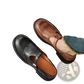 Leather Brogue Mary Jane Shoes for Women Brown Black