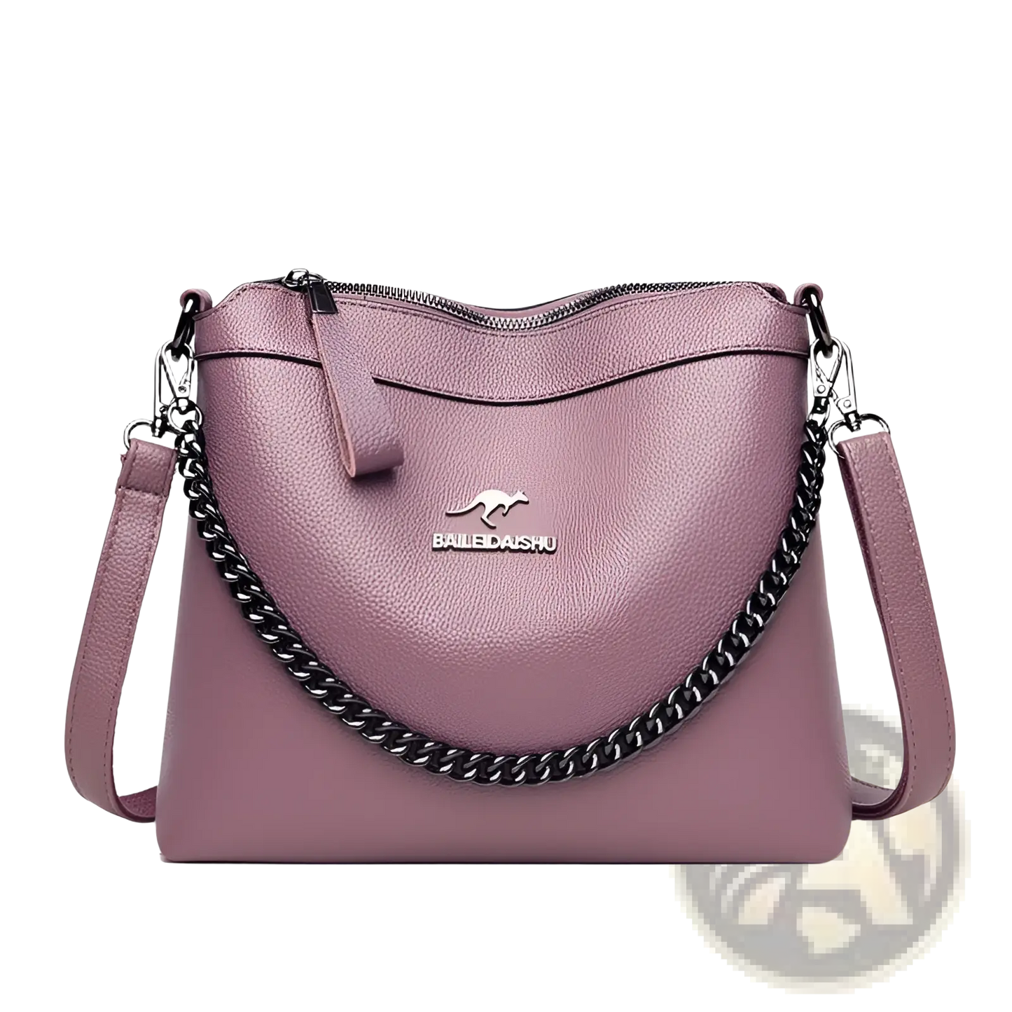 Leather Crossbody Handbag with Silver Chain Strap