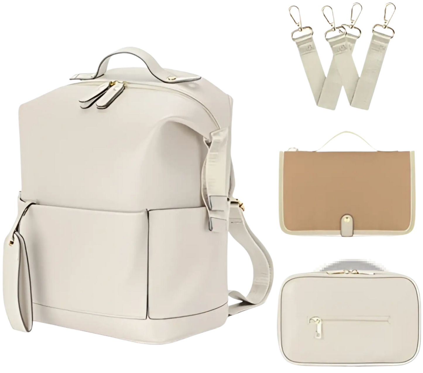 Leather Diaper Bag Backpack Large Capacity Set