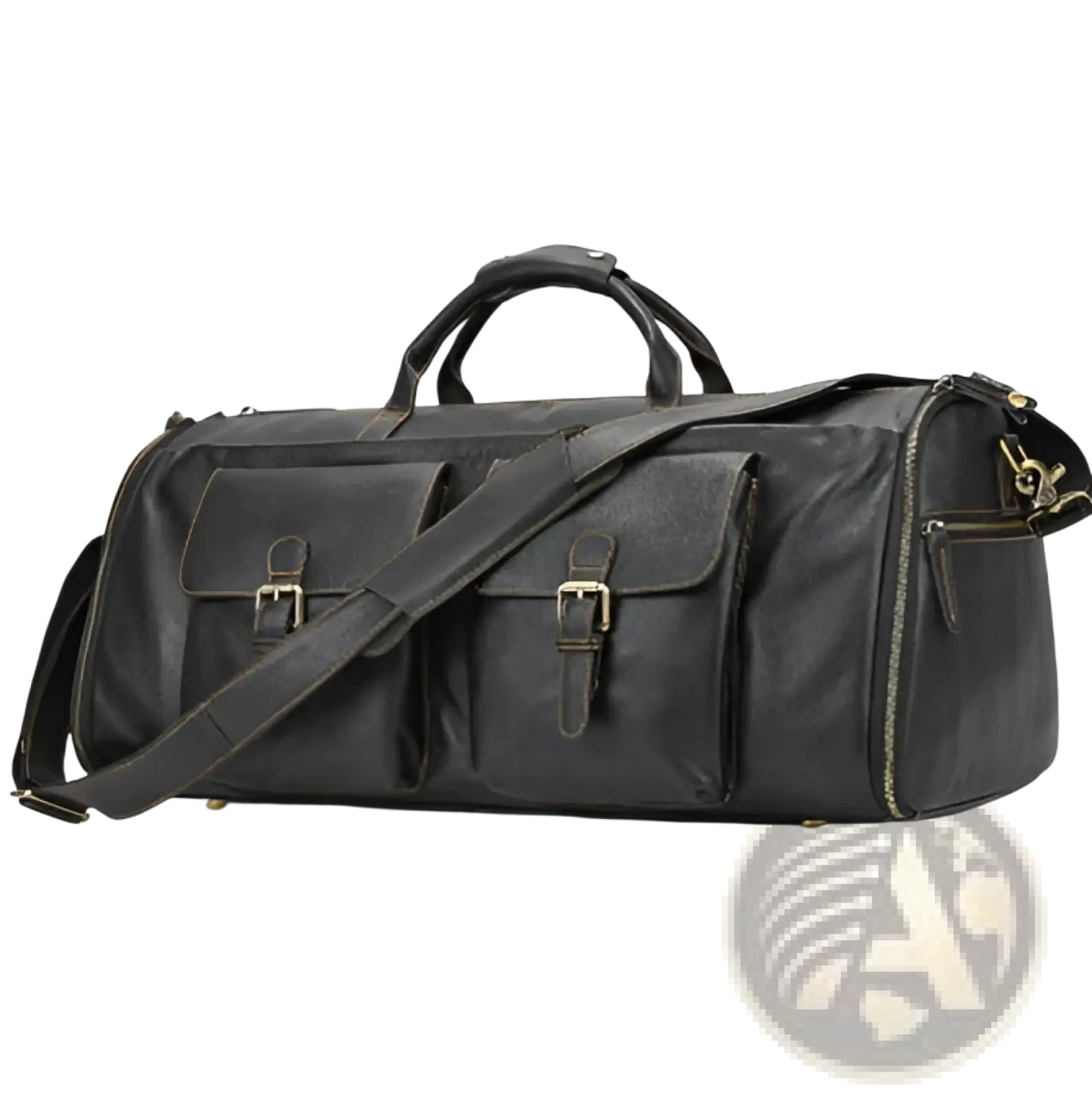 Leather Duffle Bag Vintage Large Folding Travel Bag