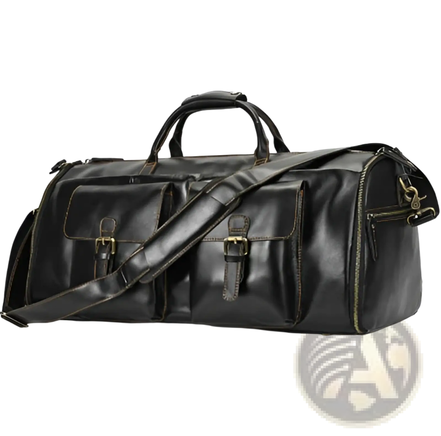 Leather Duffle Bag Vintage Large Folding Travel Bag