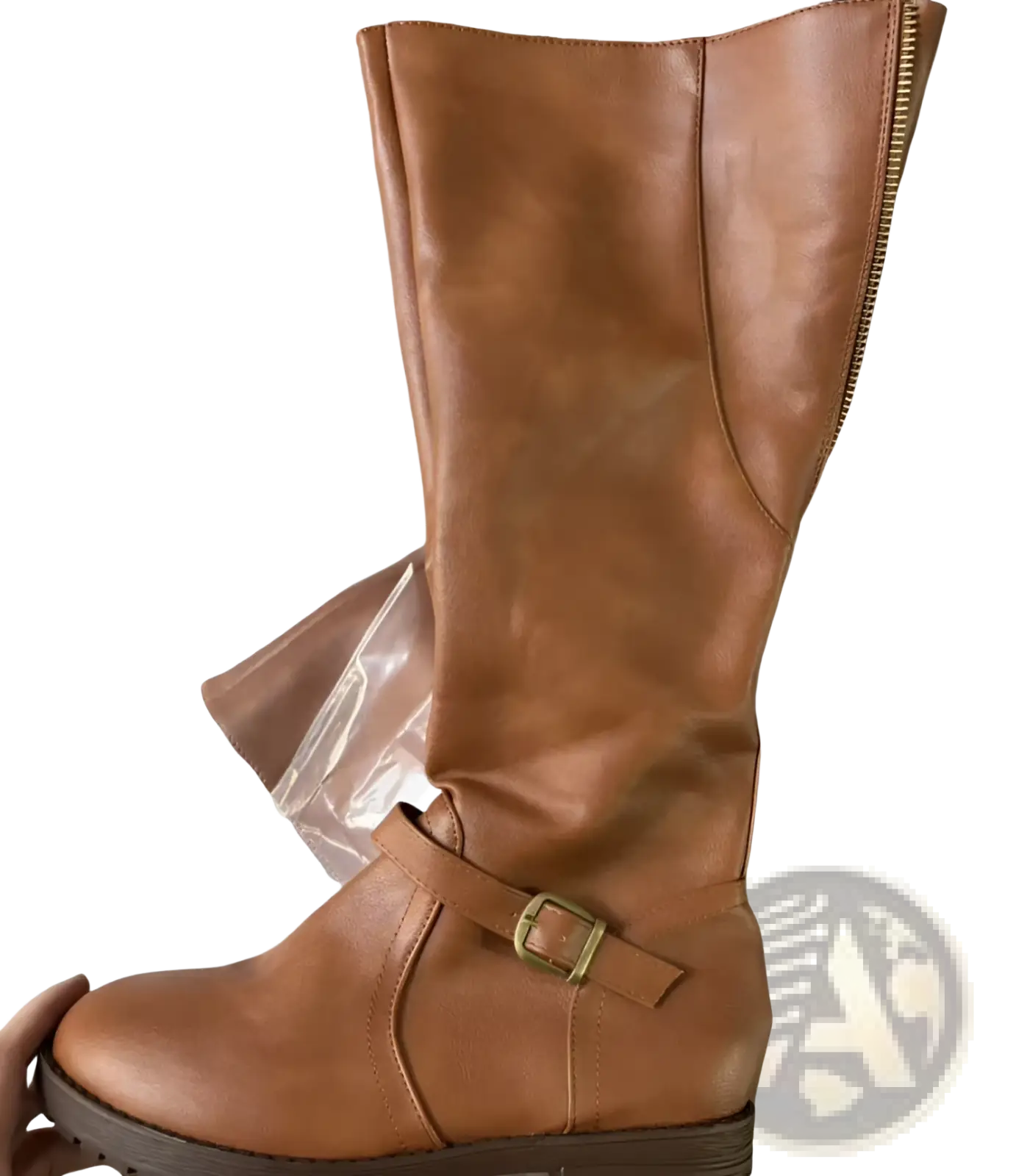 Leather Knee High Knight Boots with Buckle Strap