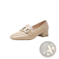 Leather Loafers with Metal Buckle Square Toe Pumps