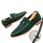 Leather Loafers Perforated Suede Slip on Shoes