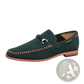 Leather Loafers Perforated Suede Slip on Shoes