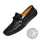 Leather Loafers Woven Buckle Slip on Casual Shoes