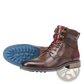 Leather Martin Boots with Red Panel and Brass Eyelets