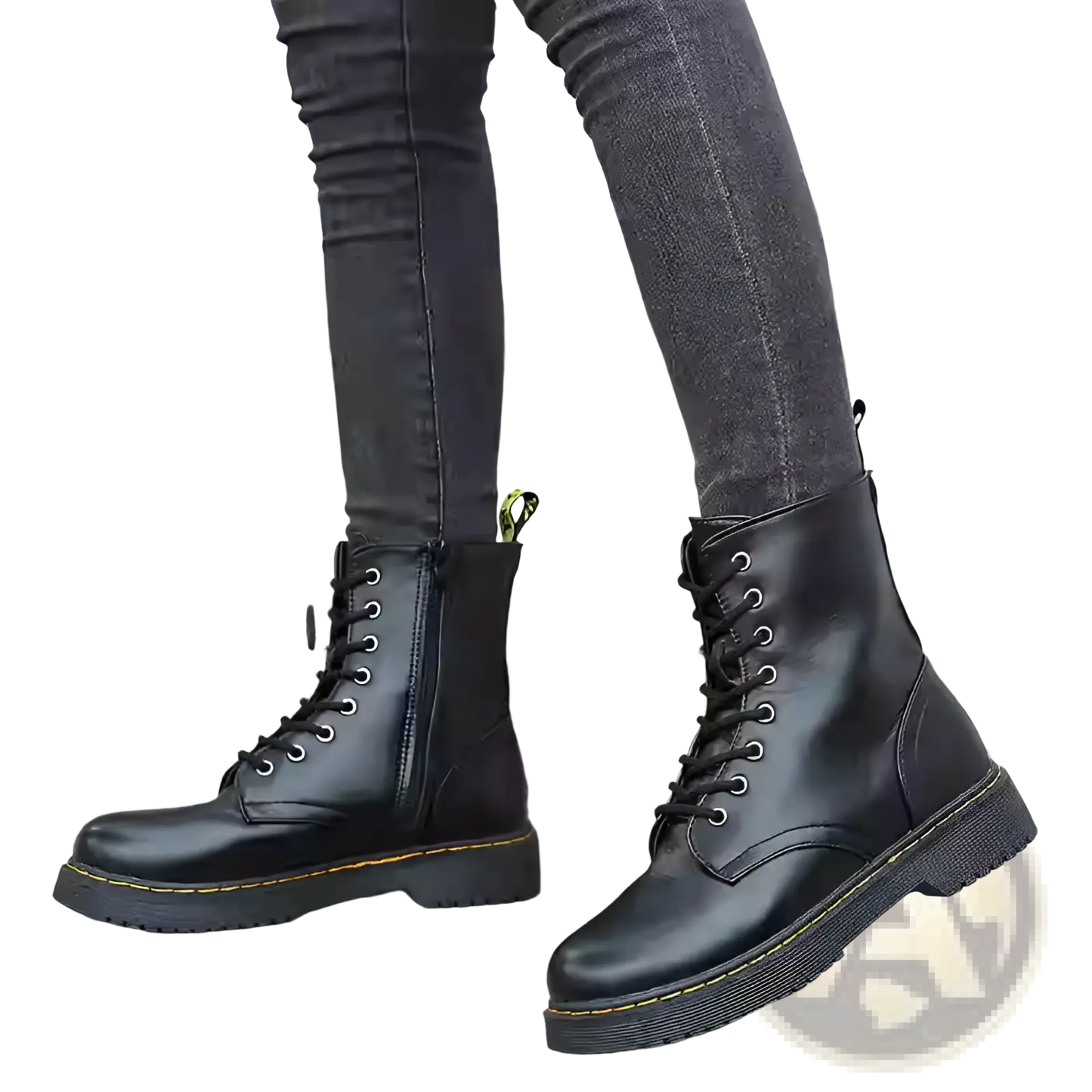 Leather Martin Boots Round Toe Flat Ankle Shoes