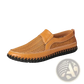 Leather Mesh Slip on Loafers with Braided Rubber Sole