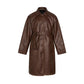 Unisex Faux Leather Mid Length Trench Coat