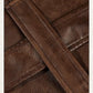 Unisex Faux Leather Mid Length Trench Coat
