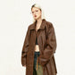 Unisex Faux Leather Mid Length Trench Coat