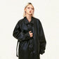 Unisex Faux Leather Mid Length Trench Coat