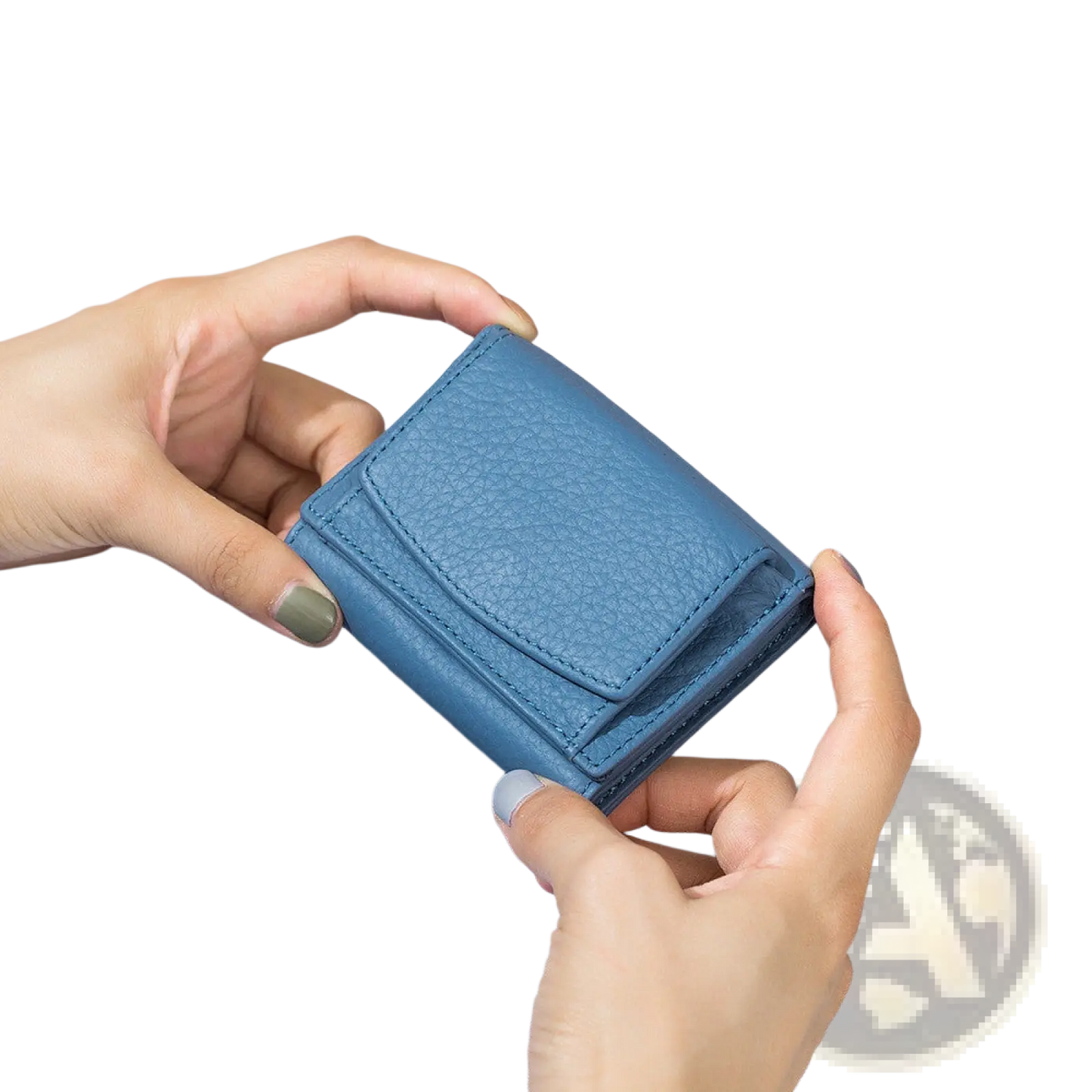 Leather Mini Wallet Compact Cowhide Bifold Card Holder