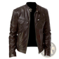 Leather Motorcycle Jacket Slim Fit Zipper Cardigan
