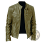 Leather Motorcycle Jacket Slim Fit Zipper Cardigan